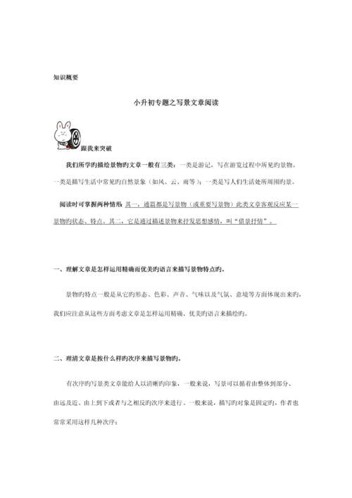 2023年六年级小升初专题之写景阅读.docx