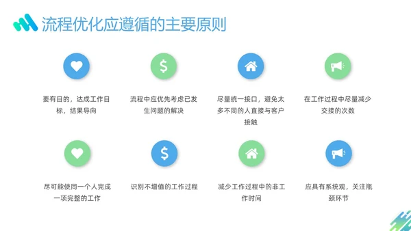 蓝色绿色渐变形状企业流程管理培训PPT课件其他管理