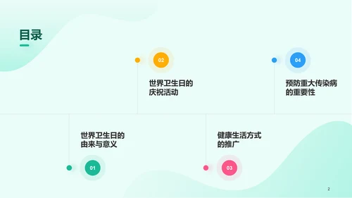 绿色插画世界卫生日科普介绍PPT