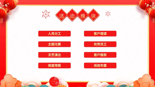 红色喜庆风团拜会新春团拜会PPT模板春节
