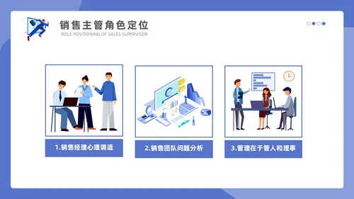 紫色蓝色商务插画简约模版销售管理培训通用PPT个人总结课件