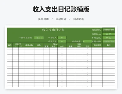收入支出日记账模版