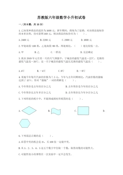 苏教版六年级数学小升初试卷及答案（名师系列）.docx