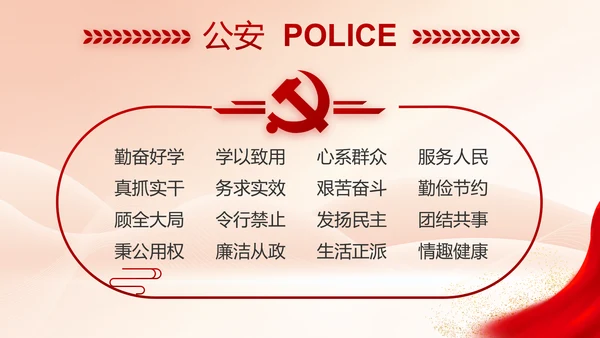 红色大气公安警察执法监督年终工作总结PPT