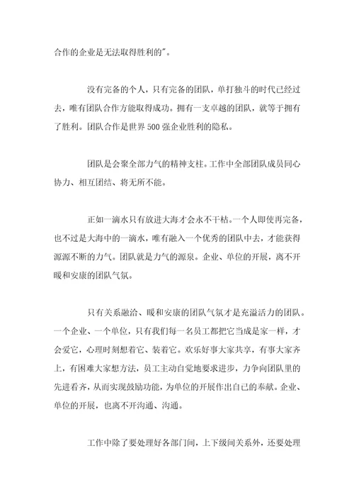 团队精神学习心得体会