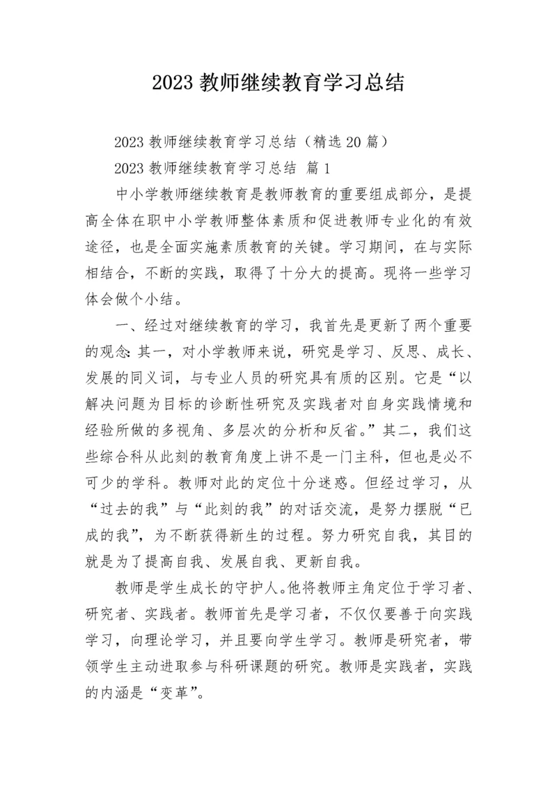 2023教师继续教育学习总结.docx