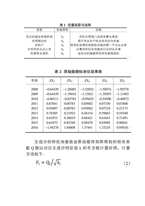 基于主成分分析法评价重庆市农业机械化发展情况