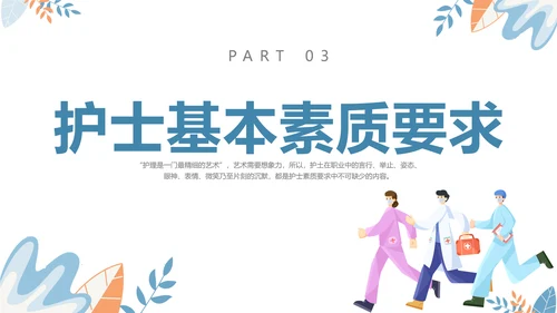扁平插画清新医疗医院医生护士行为规范培训学习总结汇报模板