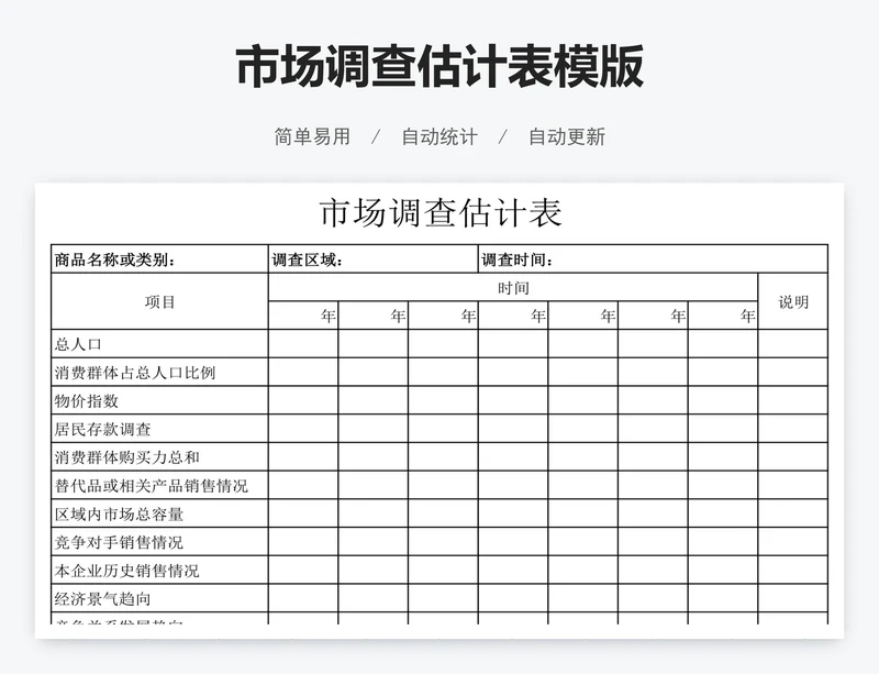 市场调查估计表模版
