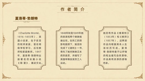 棕色古风九年级下册语文阅读简爱PPT模板宣传PPT动态PP语文九年级下册