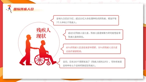 红色创意剪纸风国际残疾人日主题活动课件PPT模板
