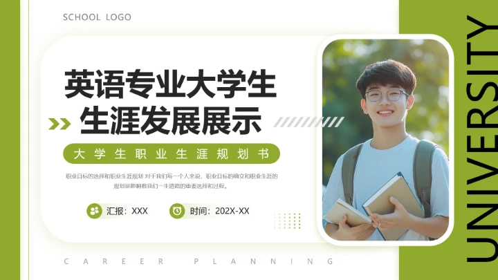 英语专业大学生职业生涯规划发展展示PPT模版