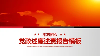 红色纹理风党政述廉述职报告PPT模板