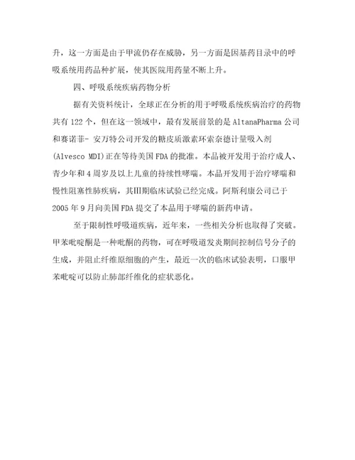 哮喘药市场分析报告