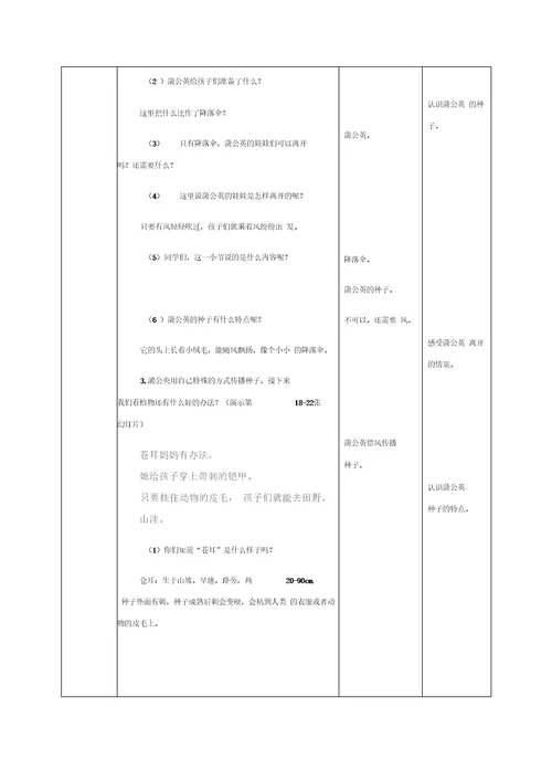 二年级上册语文教案1.3植物妈妈有办法人教新课标