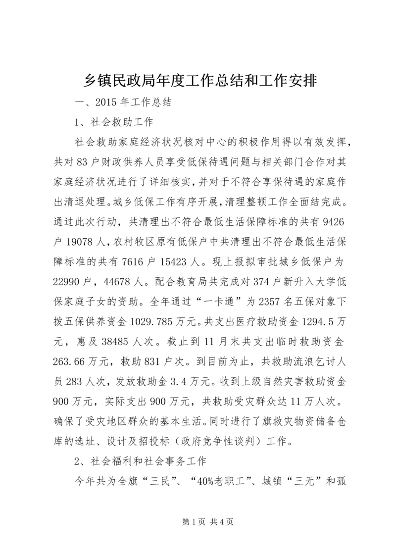 乡镇民政局年度工作总结和工作安排.docx