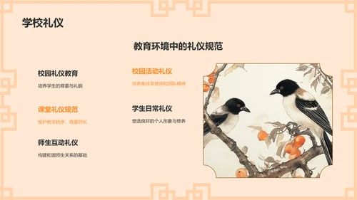 橙色水墨风文化礼仪PPT模板