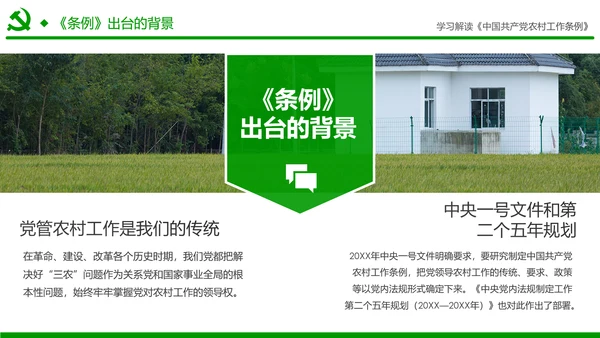 学习解读中国共产党农村工作条例PPT模板