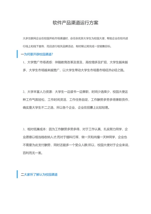 软件产品的渠道运营专项方案.docx