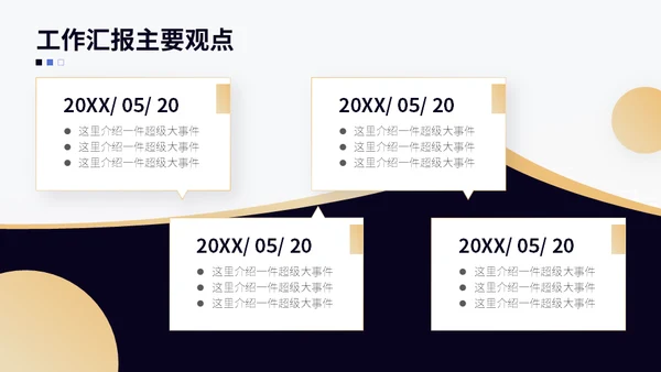 深蓝商务简约大气金色工作汇报通用PPT模板