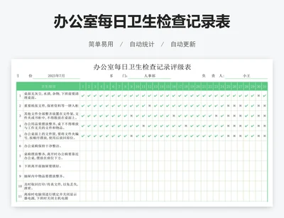 办公室每日卫生检查记录表