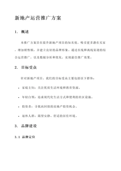 新地产运营推广方案