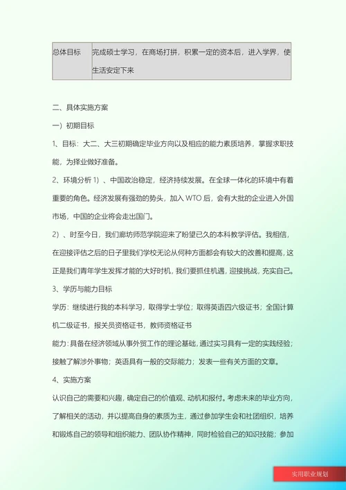 国际经济与贸易专业职业规划