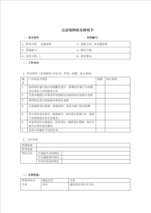 总优质建筑师岗位专项说明书