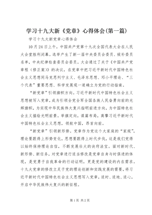 学习十九大新《党章》心得体会(第一篇)精编.docx