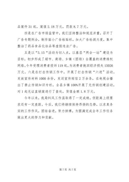 县工商局纠风工作汇报.docx