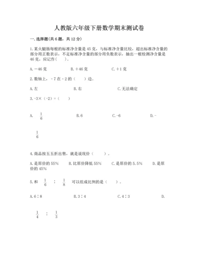 人教版六年级下册数学期末测试卷【真题汇编】.docx