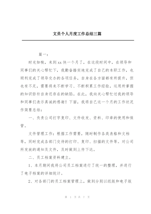 文员个人月度工作总结三篇.docx