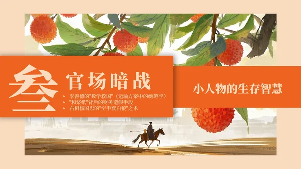 红色中国风水墨《长安的荔枝》读书分享PPT模板