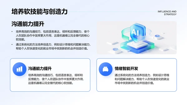 蓝色科技风人工智能对就业市场的影响与策略PPT模板