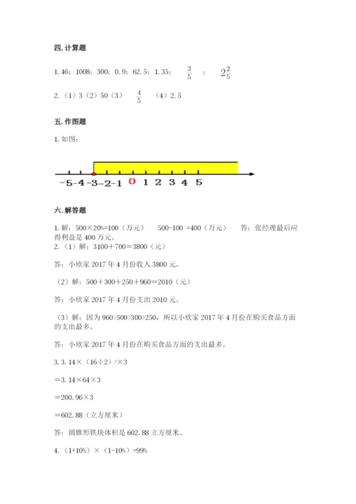 小学六年级下册数学期末卷带答案（名师推荐）.docx