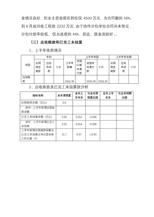 上半年经济活动分析模板(各单位)