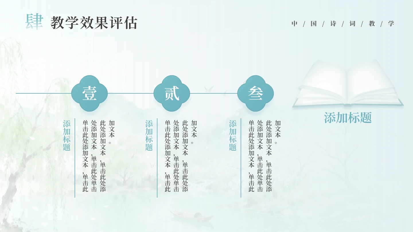 绿色古风书籍三项总分教学课件PPT单页