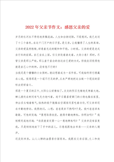 2022年父亲节作文感恩父亲的爱