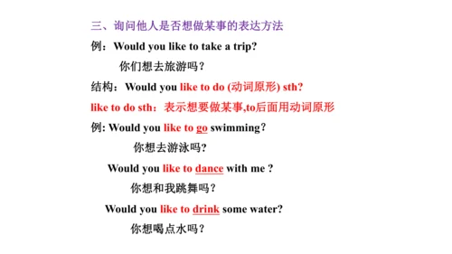 Unit 6  Would you like to take a trip? 单元知识梳理（单词+句