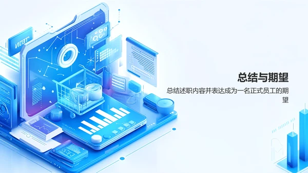 蓝色科技风员工转正述职汇报PPT模板