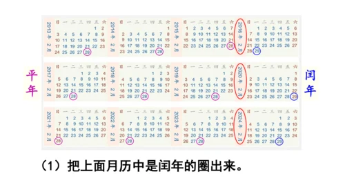 2024（大单元教学）人教版数学三年级下册6.2  认识平年和闰年课件（共19张PPT)