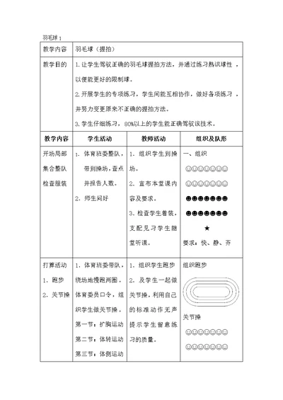 高中羽毛球模块教案1