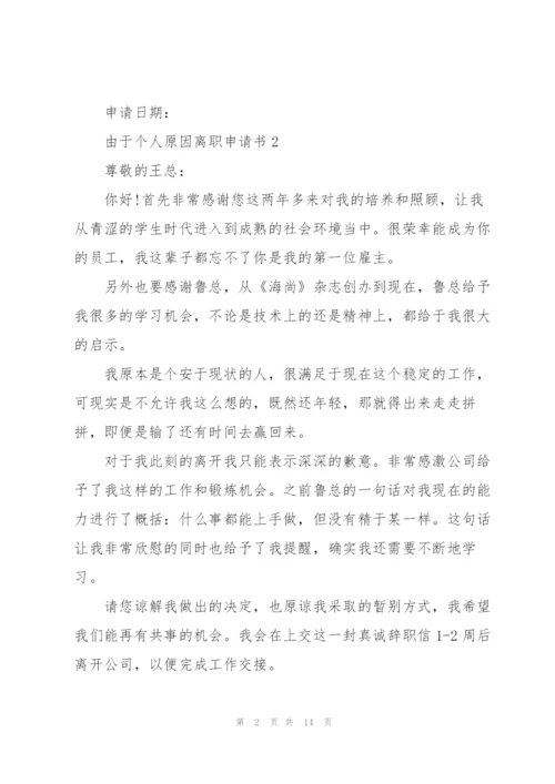 由于个人原因离职申请书10篇.docx