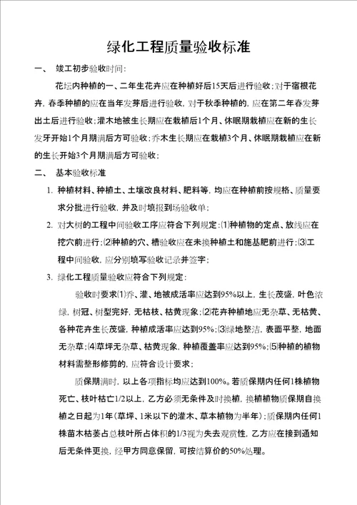 园林绿化工程质量验收标准