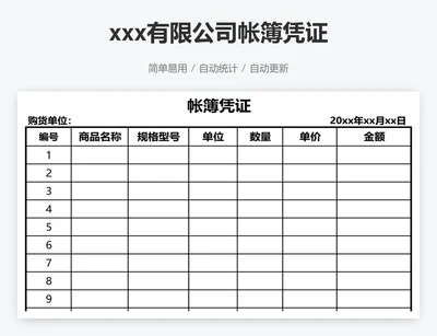 xxx有限公司帐簿凭证