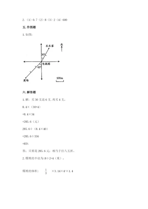 雅安市六年级下册数学期末测试卷1套.docx