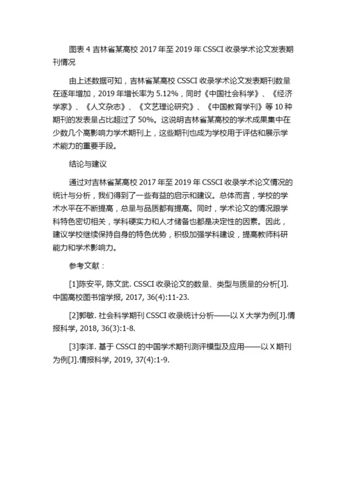 CSSCI收录学术论文情况的统计与分析——以吉林省某高校为例.docx