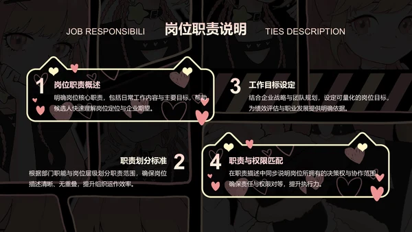 次元少女黑粉色简约风企业招聘PPT