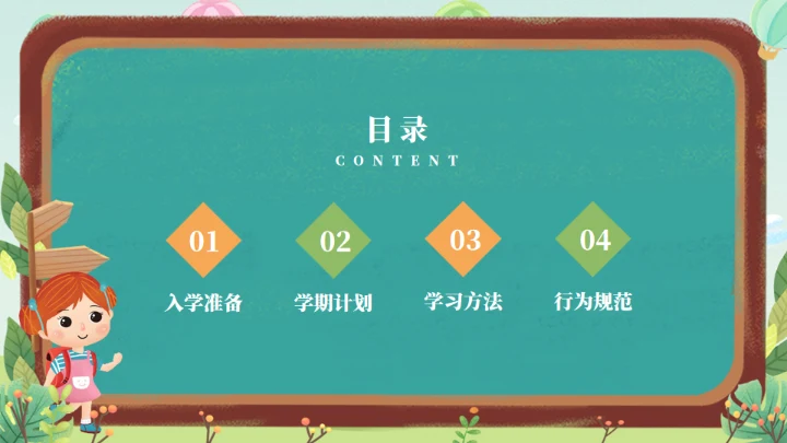 黑板报年级开学第一课通用PPT模板