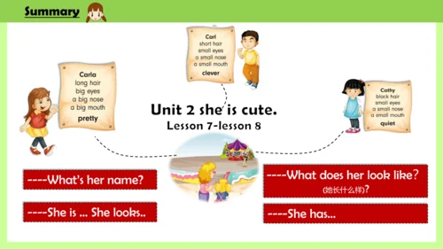 Unit 2 She looks cute .Lesson 7-8课件(共23张PPT)